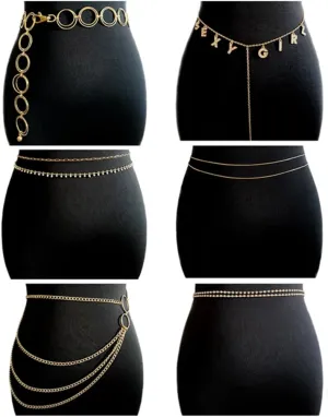 Tornito 5-6Pcs Boho Multilayer Coins Waist Chain Butterfly Sunflower Disc Golden Belt Tassel Chest Sexy Body Belly Chain Double O Ring Summer Beach Bikini Bra Chain Adjustable Body Harness for Women