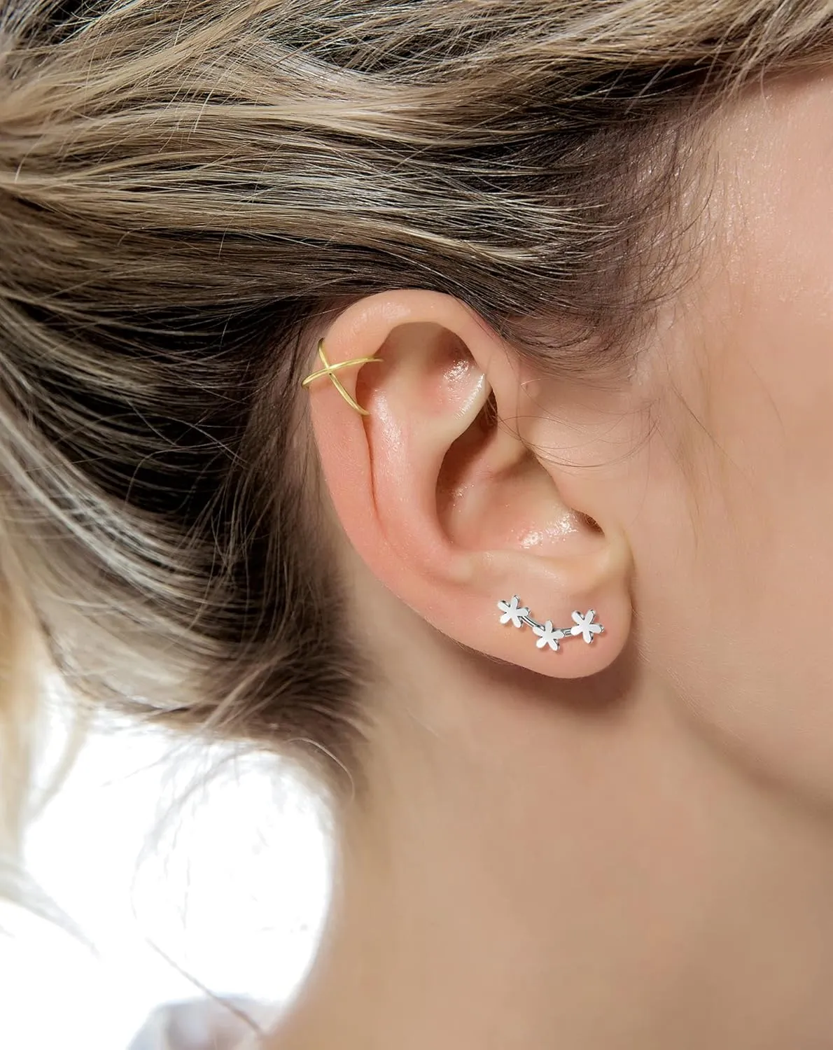 Tornito 9-30Pcs Cartilage CZ Stud Earrings Conch Forward Helix Tragus Daith Piercing Lip Rings Snake Heart Butterfly Jewelry for Women Men 16G Silver Gold Tone