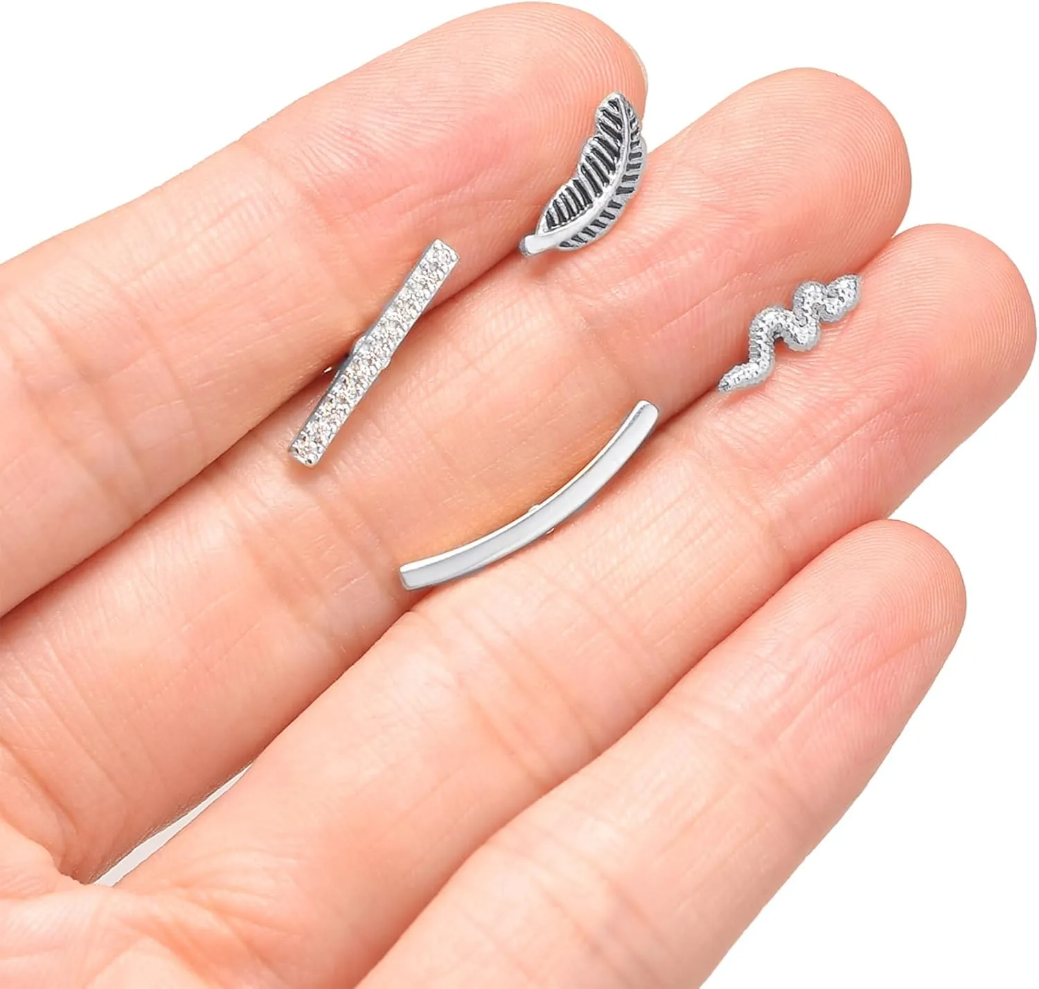 Tornito 9-30Pcs Cartilage CZ Stud Earrings Conch Forward Helix Tragus Daith Piercing Lip Rings Snake Heart Butterfly Jewelry for Women Men 16G Silver Gold Tone