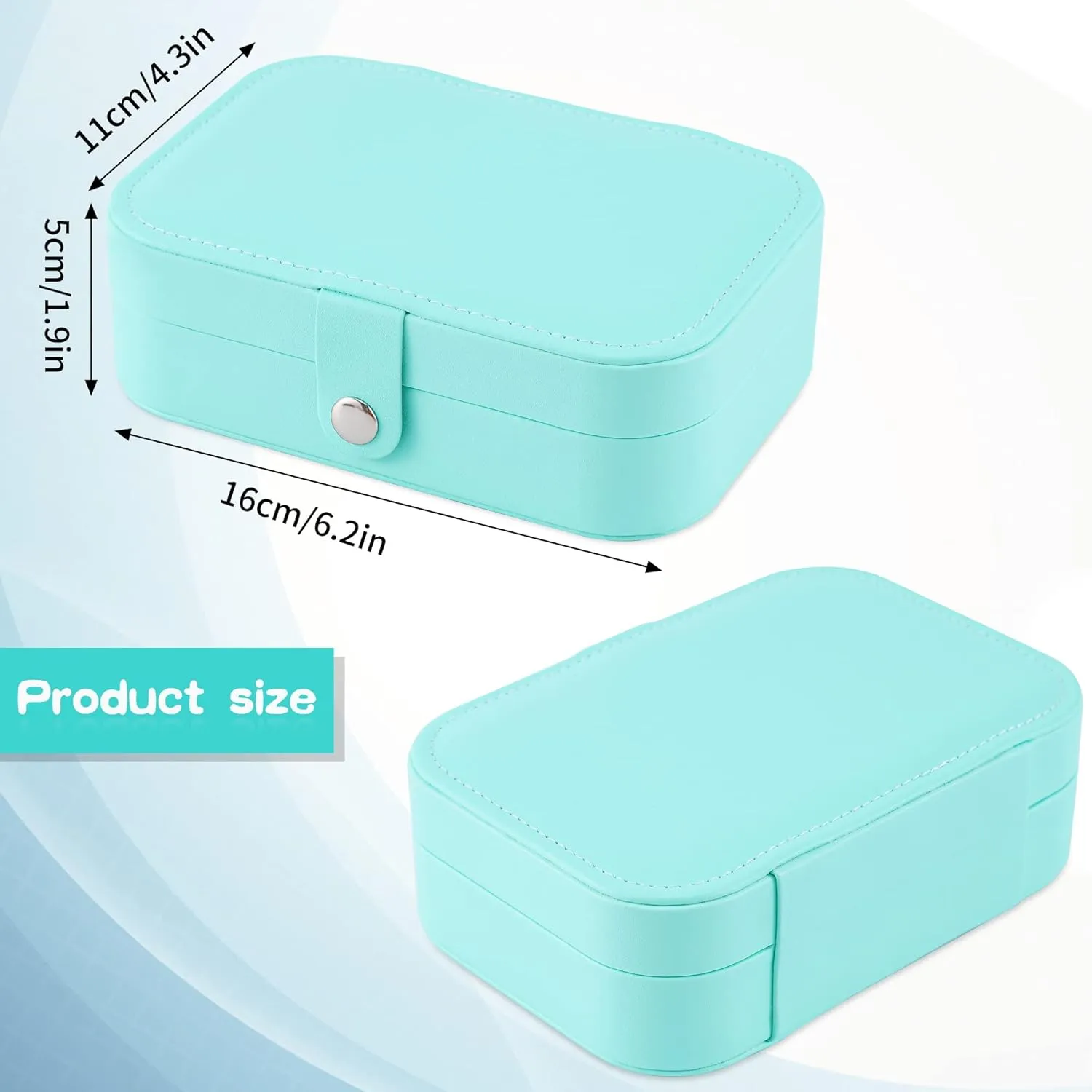 Travel Jewelry Box, PU Leather Small Jewelry Organizer for Women Girls, Double Layer Portable Mini Travel Case Display Storage Holder Boxes for Stud Earrings, Rings,Necklaces,Bracelets (green)