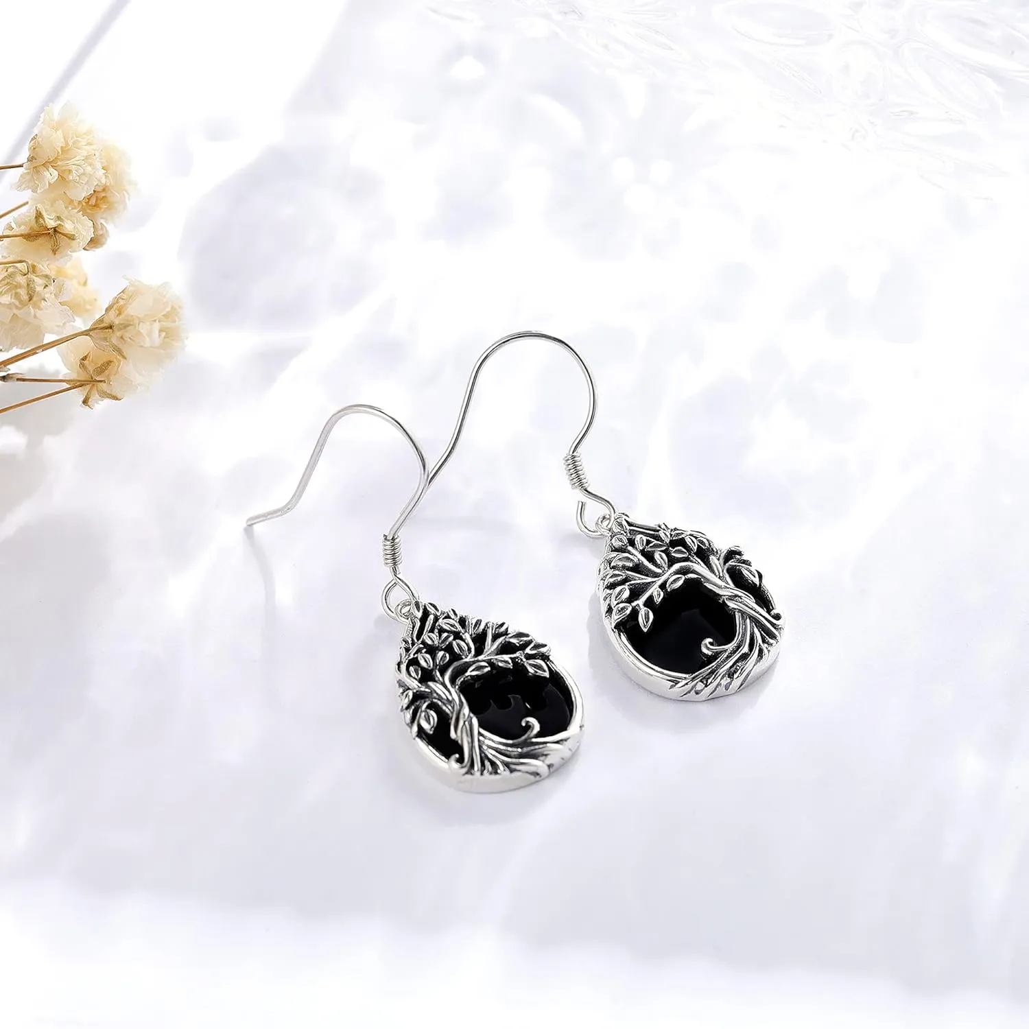 Tree of Life Earrings Sterling Silver Celtic Tree of Life Abalone Shell Dangle Drop Earrings for Women Jewelry