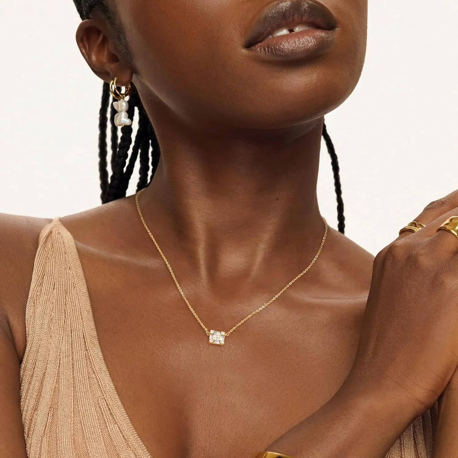 Trendy 14K Gold Plated Diamond Necklaces for Women - Birthstone Necklace for Women Mothers Dainty Gold Necklace Blue Green Cubic Zirconia Pendant Necklace Birthday Gifts for Women Jewelry Gift