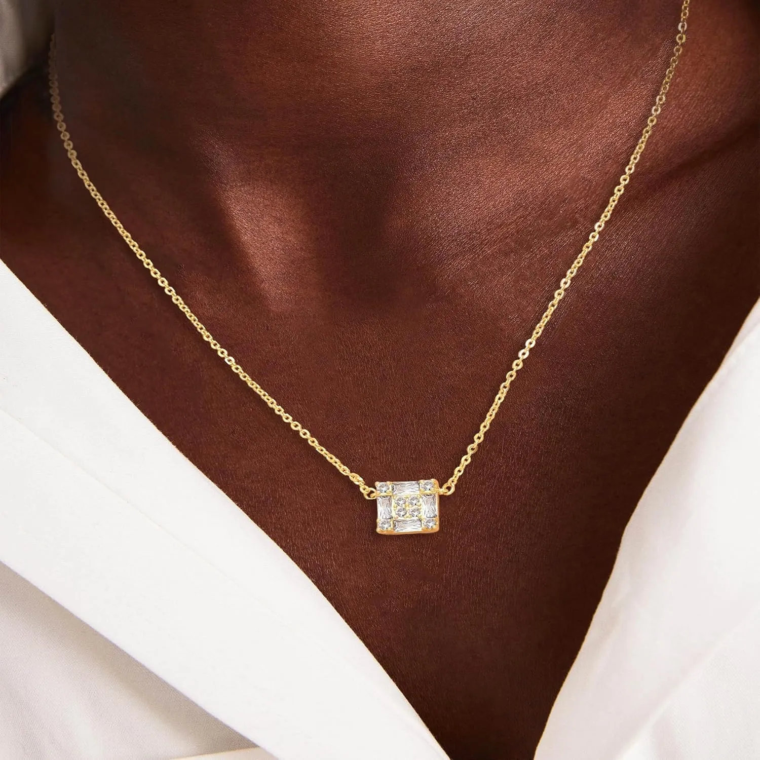 Trendy 14K Gold Plated Diamond Necklaces for Women - Birthstone Necklace for Women Mothers Dainty Gold Necklace Blue Green Cubic Zirconia Pendant Necklace Birthday Gifts for Women Jewelry Gift