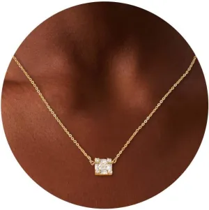 Trendy 14K Gold Plated Diamond Necklaces for Women - Birthstone Necklace for Women Mothers Dainty Gold Necklace Blue Green Cubic Zirconia Pendant Necklace Birthday Gifts for Women Jewelry Gift
