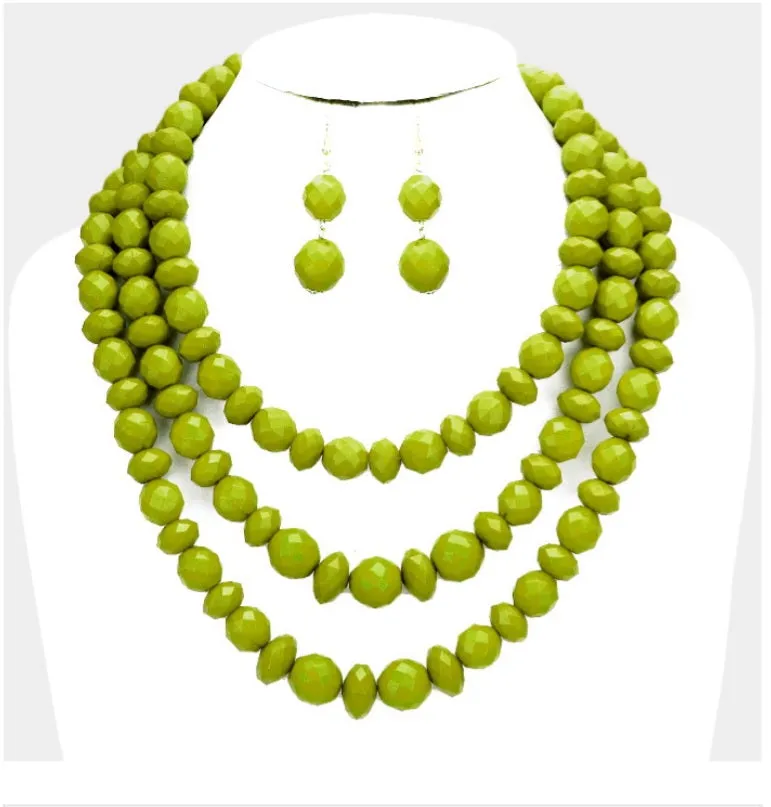 Triple layer beaded necklace