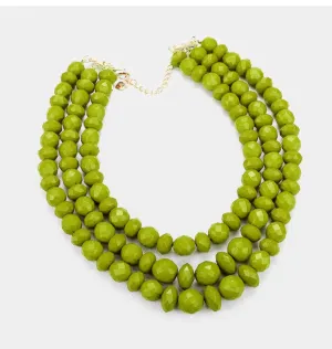 Triple layer beaded necklace