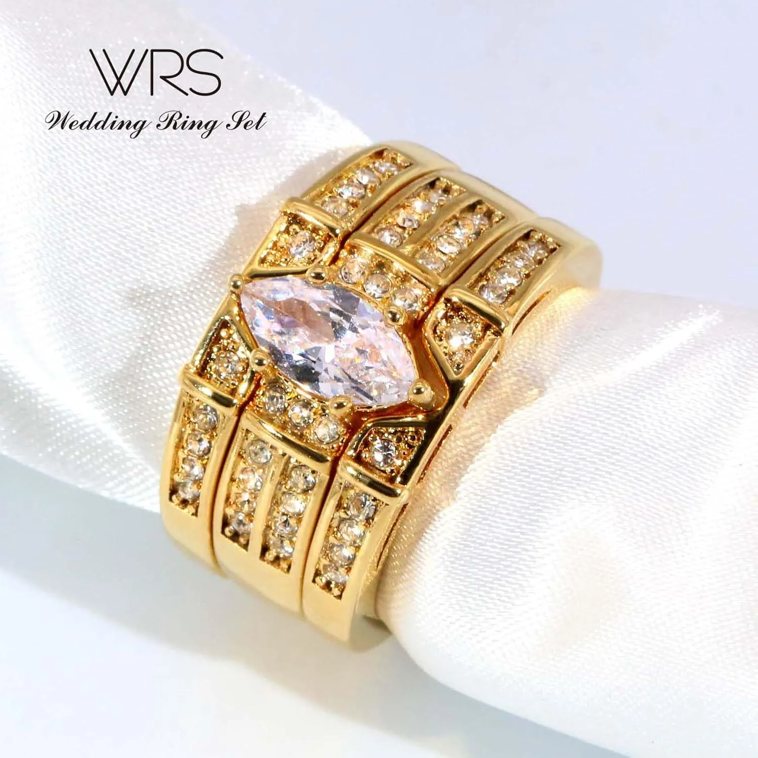 Two Rings His Hers Wedding Ring Sets Couples Matching Rings Women's 2pc Black Gold Plated White CZ Wedding Engagement Ring Bridal Sets Men's Titanium Band Wedding Band
