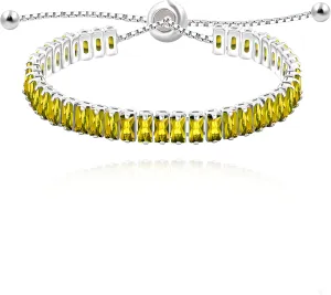 Uloveido Classic Emerald Cut Rectangular Cubic Zirconia Eternity Tennis Bracelet Adjustable for Women Y1788