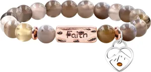 Uloveido Natural Stone 8MM Beads Bracelet with Faith Mustard Seed Charms Inspirational Courage Bracelets for Women Men
