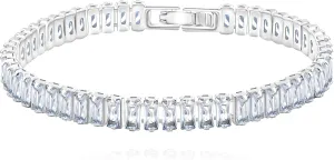 Uloveido Womens Rectangular Cut Cubic Zirconia Eternity Bracelet Crystal Tennis Bracelets 17cm / 19cm