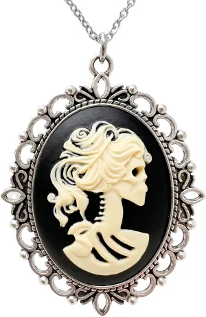 UMBRELLALABORATORY Gothic Lolita dress accessories Pirate Sugar Skull Victorian necklace or earrings goth jewelry Day of the dead pendant charm skeleton black cat cameo