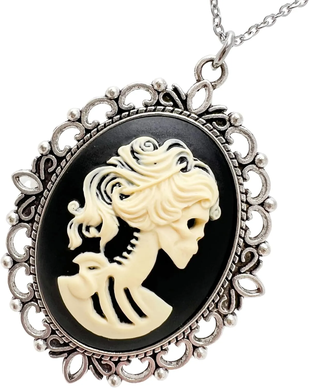 UMBRELLALABORATORY Gothic Lolita dress accessories Pirate Sugar Skull Victorian necklace or earrings goth jewelry Day of the dead pendant charm skeleton black cat cameo