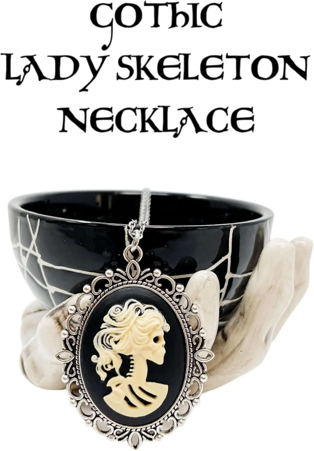 UMBRELLALABORATORY Gothic Lolita dress accessories Pirate Sugar Skull Victorian necklace or earrings goth jewelry Day of the dead pendant charm skeleton black cat cameo