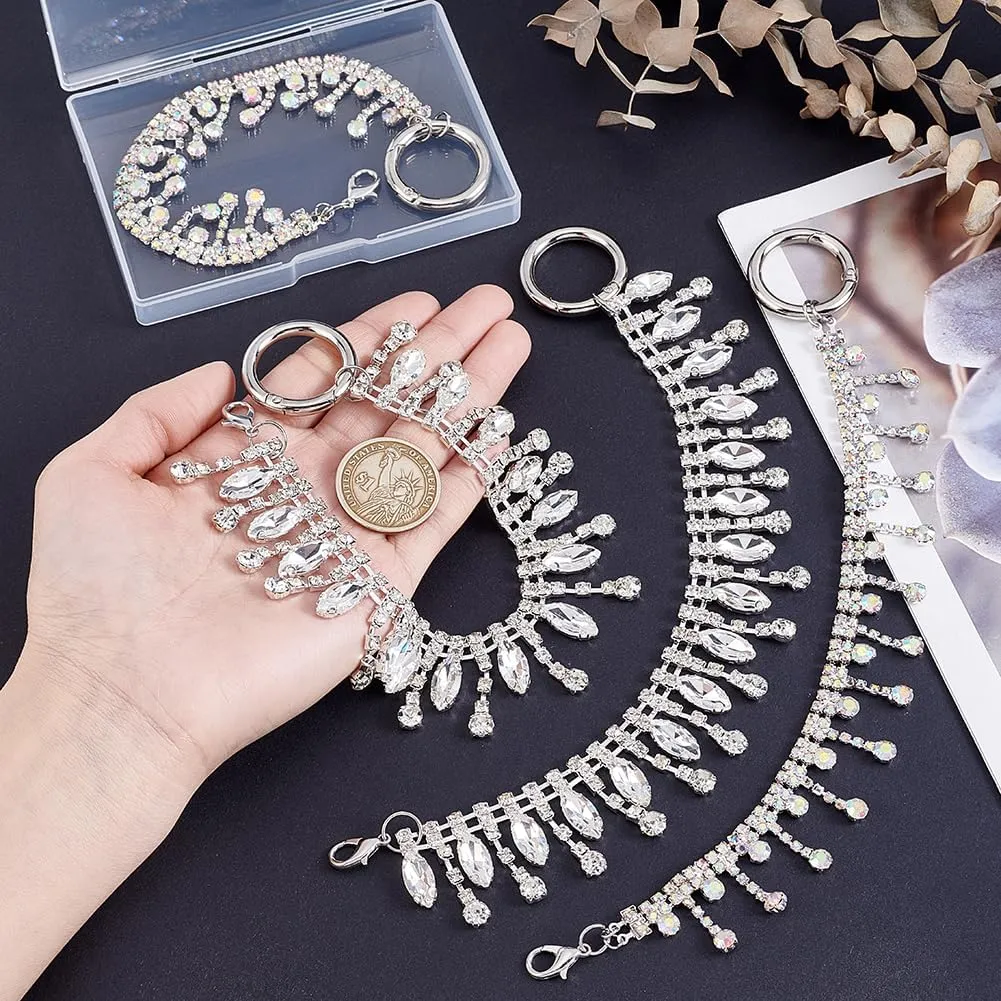 UNICRAFTALE 2 Pairs Evil Eye Leaves & Tassel Bling Shoe Chains for Women Jewelry Shoe Charms Metal Sneaker Chain with Clasp Shoes Decoration Accessories for Clog Sandals