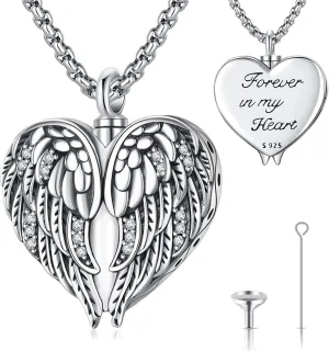 Urn Necklace for Ashes for Women/Men 925 Sterling Silver Cremation Jewelry w/Funnel Filler Memorial Jewelry Gifts