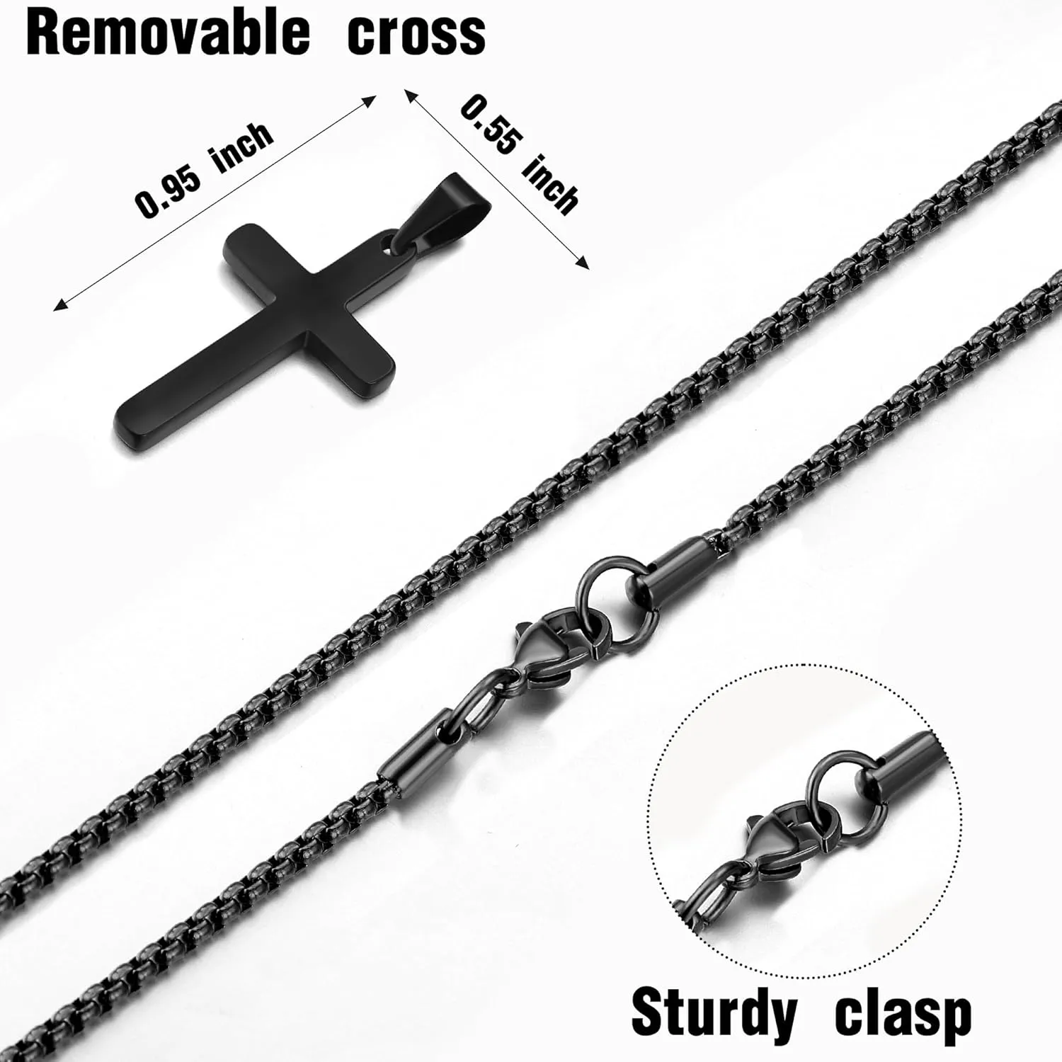 Ursteel Cross Necklace for Men, Stainless Steel Layered Rope Chain Cross Pendant Necklace for Men Simple Jewelry Gifts