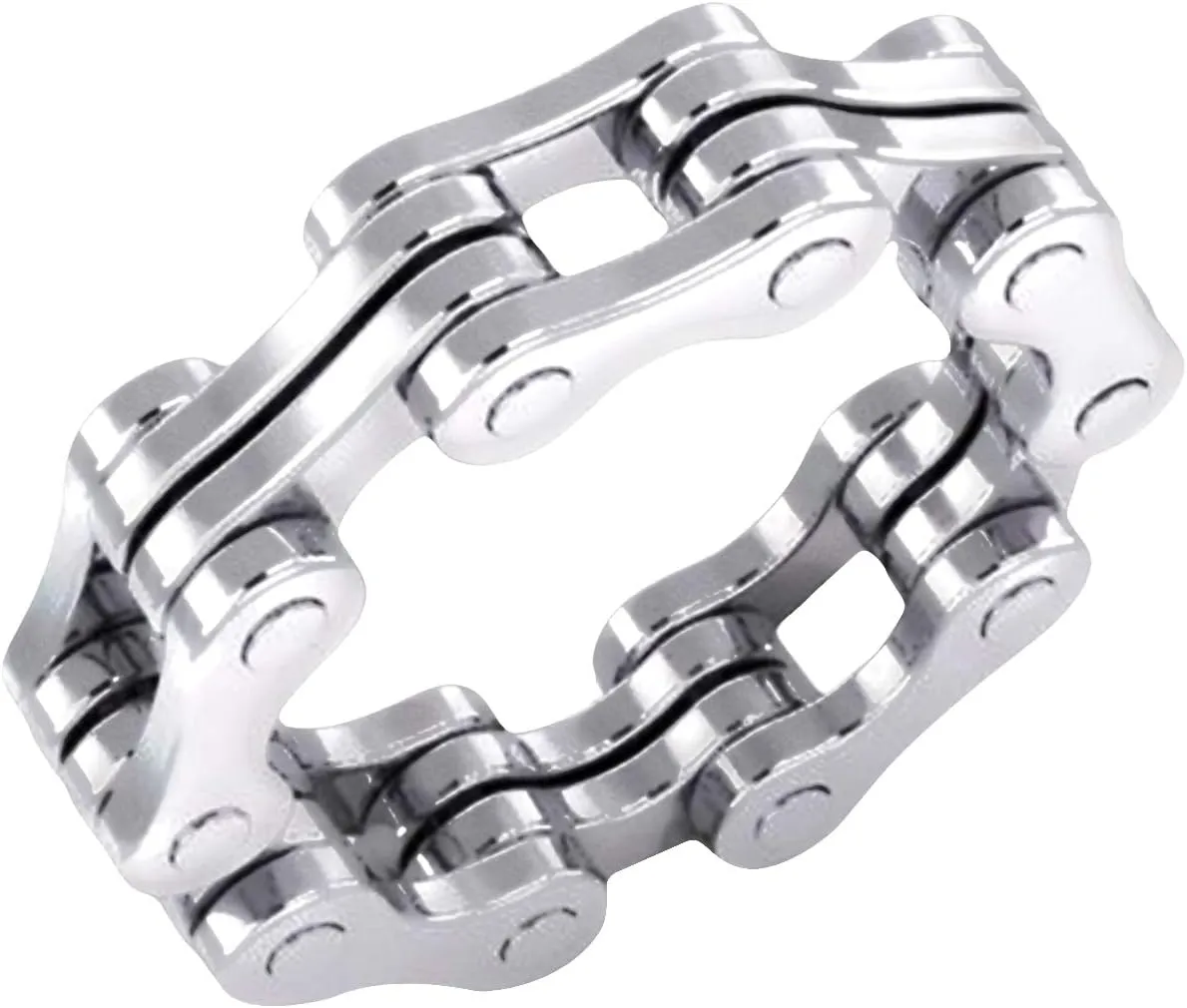 US Jewels New Men's 0.925 Sterling Silver Bike Chain Motorcycle Riding Ring