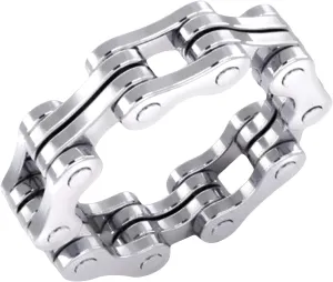 US Jewels New Men's 0.925 Sterling Silver Bike Chain Motorcycle Riding Ring