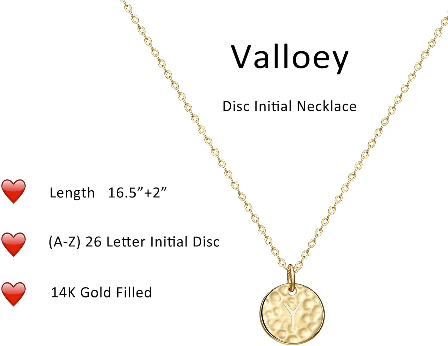 Valloey Rover Initial Necklaces for Women 14K Gold Plated Dainty Letter Necklce Round Coin Disc Pendant Double Side Engraved A-Z Necklace Personalized Jewelry Gift for Women