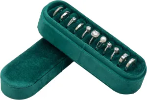 Velvet Small Multiple Ring Box Portable Organizer Display Storage Travel Case Jewelry Earring Holder for Wedding Birthday Christmas Day (Green)