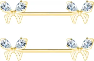 VERAMI 14G Stainless Steel Heart Nipple Rings and Barbell - Butterfly, Starlight Acrylic Ball, Tongue Rings for Women and Men