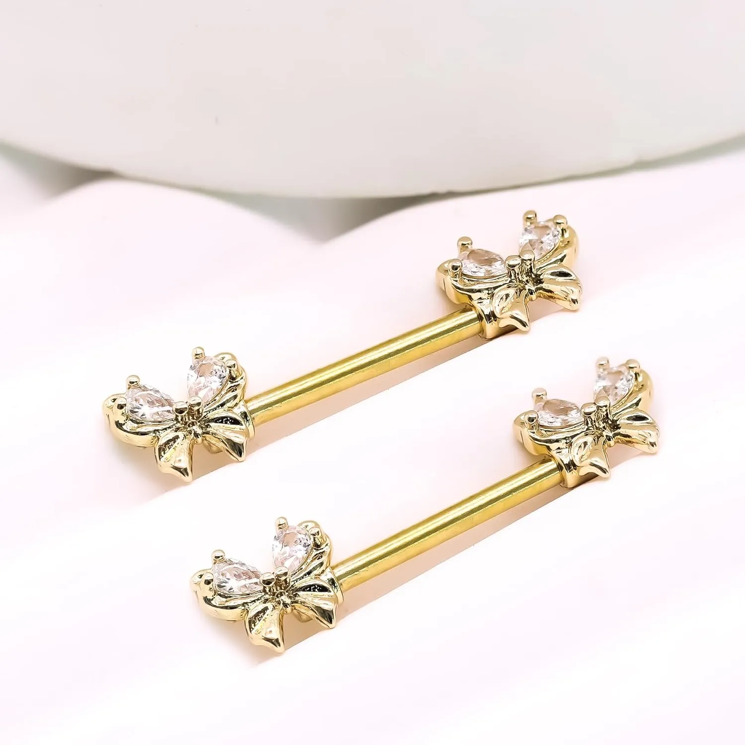VERAMI 14G Stainless Steel Heart Nipple Rings and Barbell - Butterfly, Starlight Acrylic Ball, Tongue Rings for Women and Men
