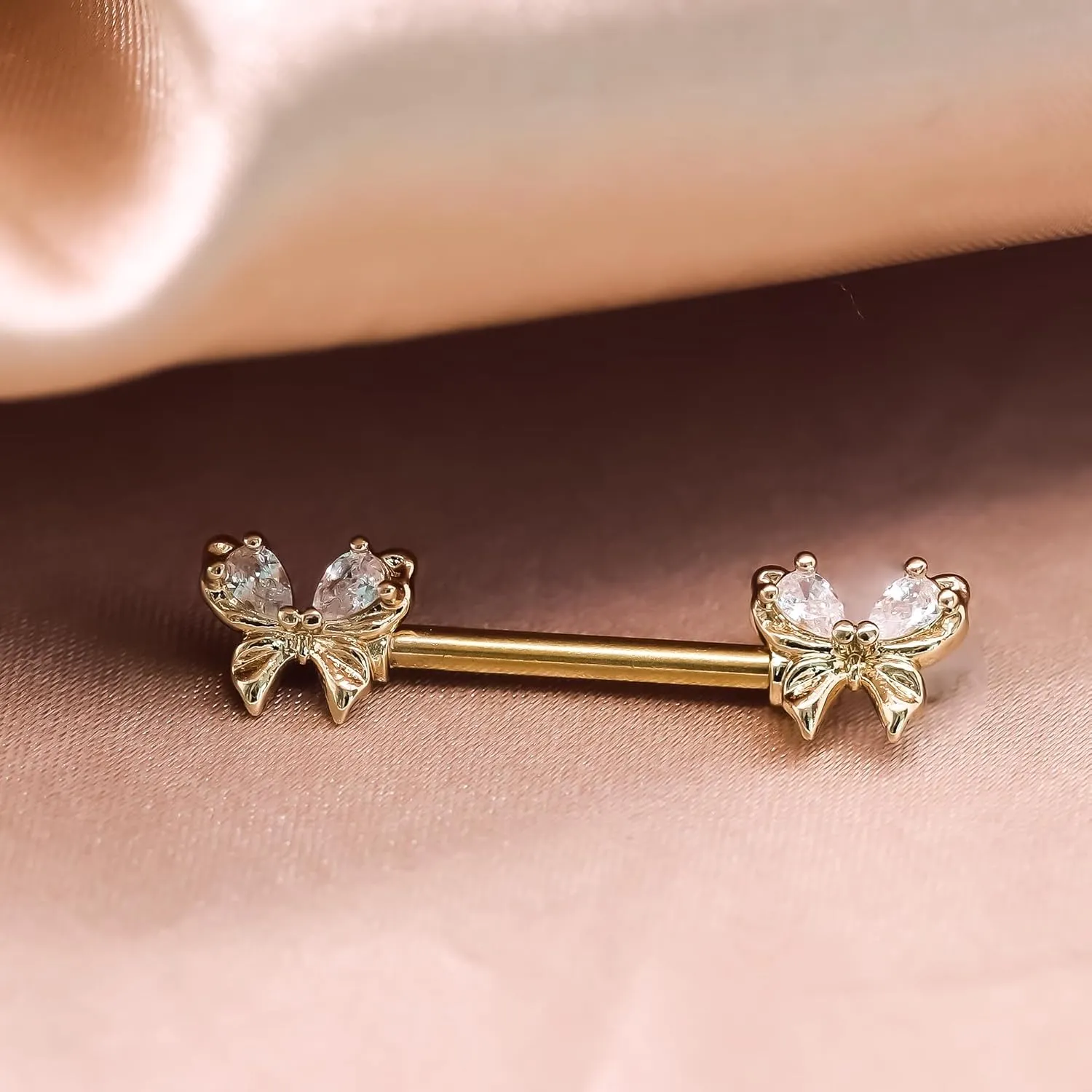 VERAMI 14G Stainless Steel Heart Nipple Rings and Barbell - Butterfly, Starlight Acrylic Ball, Tongue Rings for Women and Men