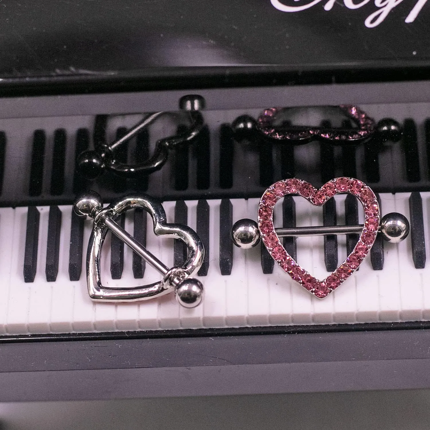 VERAMI 14G Stainless Steel Heart Nipple Rings and Barbell - Butterfly, Starlight Acrylic Ball, Tongue Rings for Women and Men
