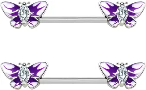 VERAMI 14G Stainless Steel Heart Nipple Rings and Barbell - Butterfly, Starlight Acrylic Ball, Tongue Rings for Women and Men