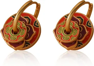 Vintage Colorful Earrings for Women's Trendy Boho Hoop Earring and Hoop Necklace Enamal Drop Jewelry for Festival