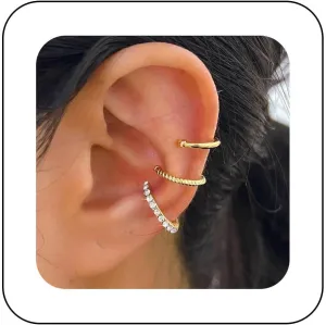 Vintage Crystal Ear Cuff Earrings Hoop Rhinestone Cuff Earrings Cz C-Shape Ear Climber Earrings Sparkly Crystal Ear Cartilage Cuff Earrings Set Jewelry for Women