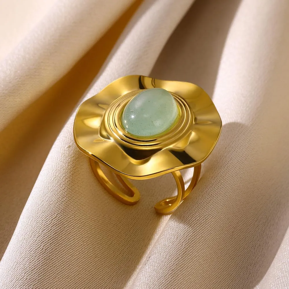 Vintage Geometry Statement Ring for Women Hearts Oval Shell Stone Thick Chunky Adjustable Open Band Rings Engagement Promsie Finger Bands Jewelry
