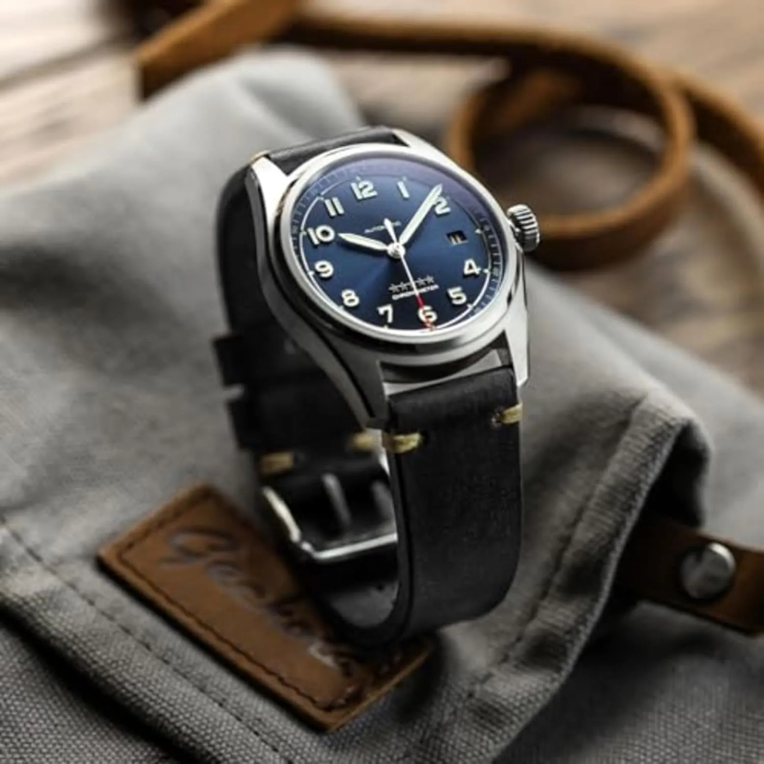 Vintage Simple Handmade Certified Genuine Italian Leather Replacement Watch Strap. Stylish and Durable Mens Wristwatch Strap. Simple double stitching. Easy to Fit - 18mm, 19mm, 20mm, 21mm, 22mm