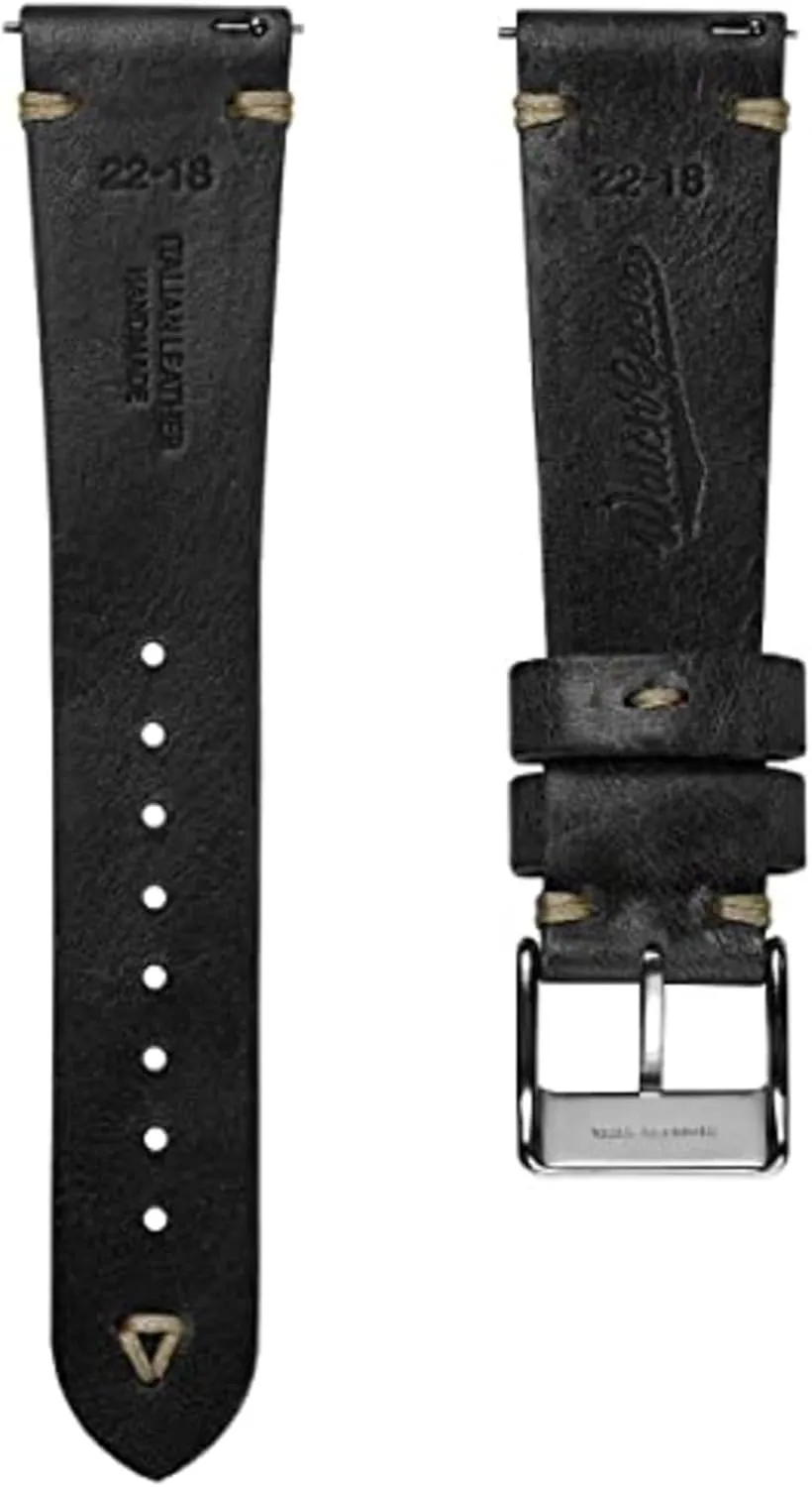 Vintage Simple Handmade Certified Genuine Italian Leather Replacement Watch Strap. Stylish and Durable Mens Wristwatch Strap. Simple double stitching. Easy to Fit - 18mm, 19mm, 20mm, 21mm, 22mm