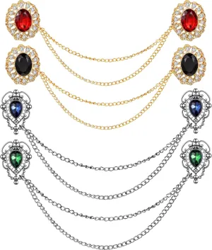 Vintage Sweater Shawl Chain Clips 4 Pcs Antique Cardigan Collar Holders Decorations Cardigan Clip Collar Pins Dress Sweater Collar Brooch for Women Girls Christmas Halloween