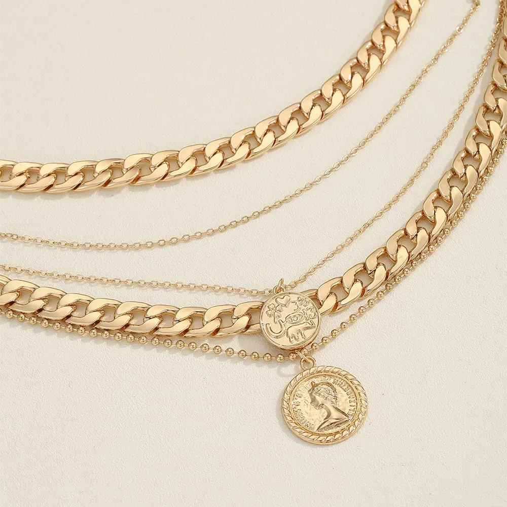Vivian&CD Gold Layered Choker Necklaces Set for Women, Dainty Gold Paperclip Link Chain Necklace Stackable Herringbone Simple Necklace for Women Jewelry Gift