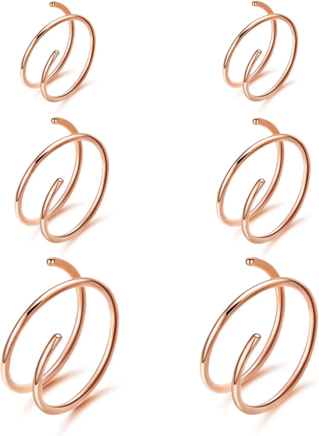 VOJO G23 Titanium Spiral Double Hoop Nose Rings 20G 6/8/10mm Hypoallergenic Thin Piercing Jewelry for Women Men