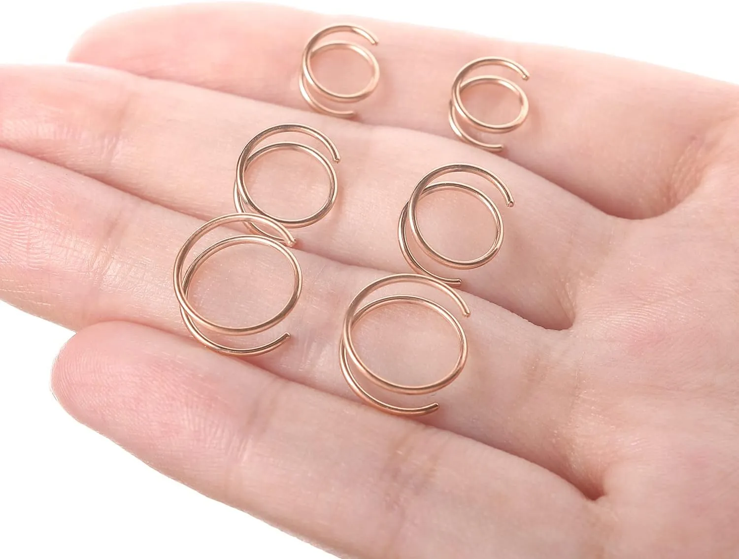 VOJO G23 Titanium Spiral Double Hoop Nose Rings 20G 6/8/10mm Hypoallergenic Thin Piercing Jewelry for Women Men