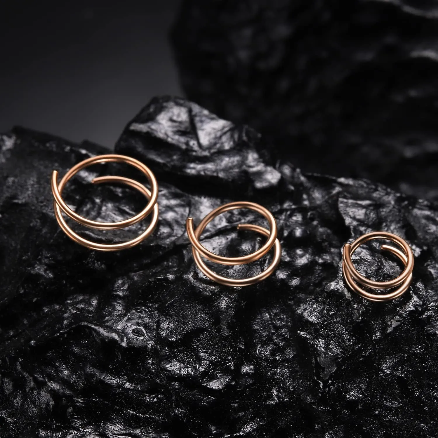VOJO G23 Titanium Spiral Double Hoop Nose Rings 20G 6/8/10mm Hypoallergenic Thin Piercing Jewelry for Women Men