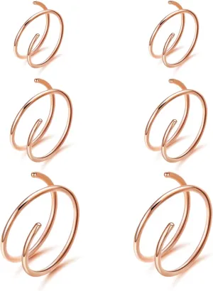 VOJO G23 Titanium Spiral Double Hoop Nose Rings 20G 6/8/10mm Hypoallergenic Thin Piercing Jewelry for Women Men