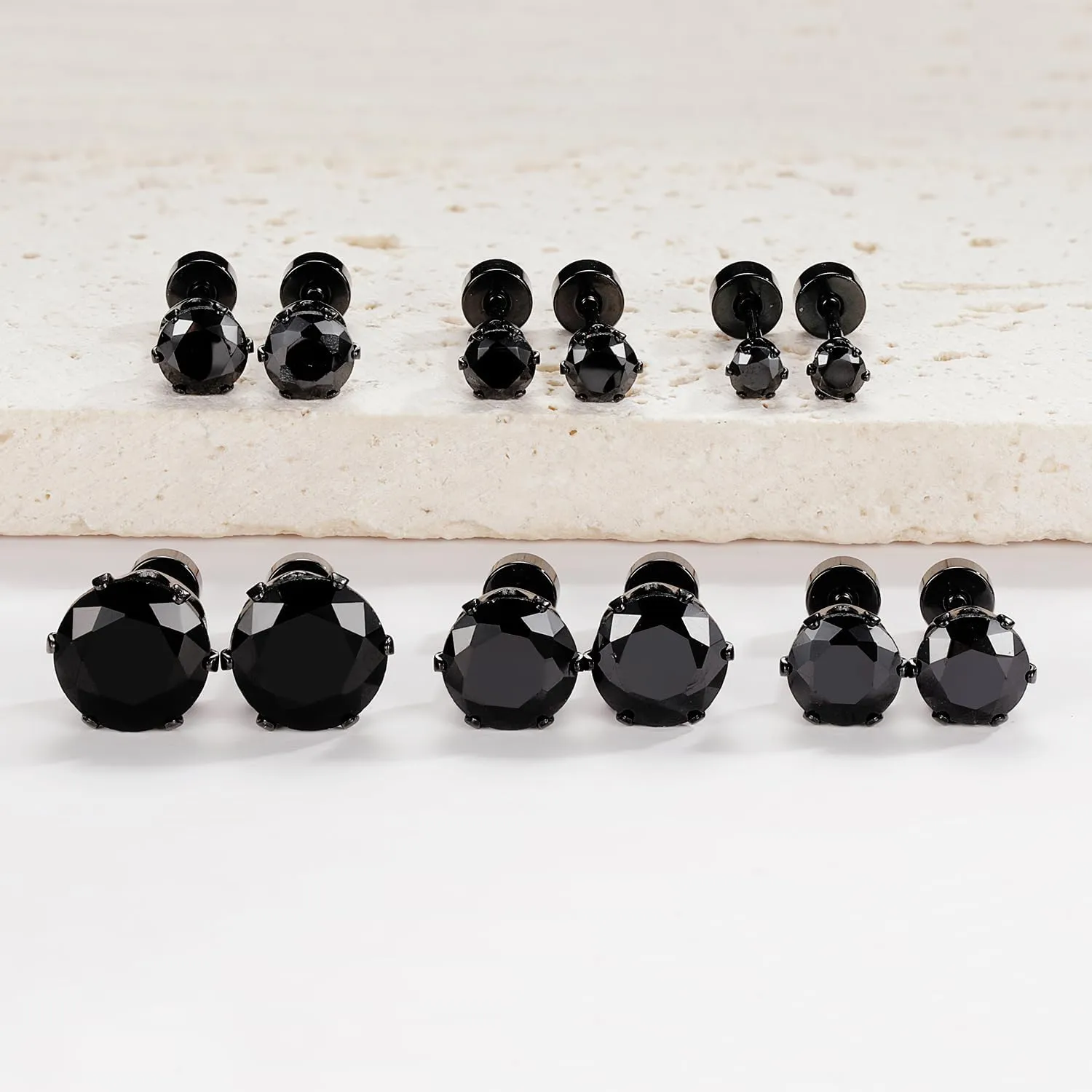 VOLUKA Cubic Zirconia Stainless Steel Screw Flat Back Earring - Hypoallergenic Stud Earrings for Women & Men - 316L Titanium CZ Stud Earrings for Nickel-Free, Trendy & Elegant