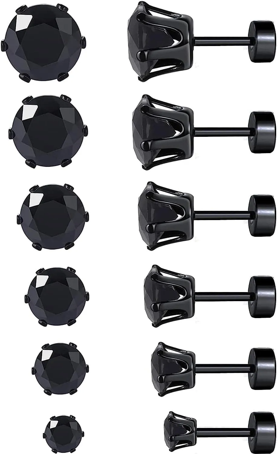 VOLUKA Cubic Zirconia Stainless Steel Screw Flat Back Earring - Hypoallergenic Stud Earrings for Women & Men - 316L Titanium CZ Stud Earrings for Nickel-Free, Trendy & Elegant