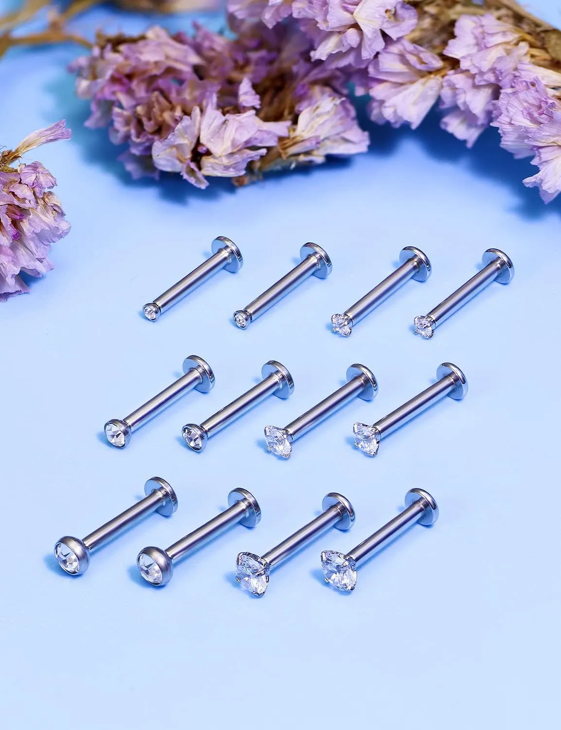 Vsnnsns 14G Lip Rings Stainless Steel Tragus Helix Conch Piercing Jewelry Snake Bite Piercing Monroe Lip Rings Labret Medusa Cartilage Lobe Earrings Piercing Jewelry Cubic Zirconia 2MM 3MM 4MM