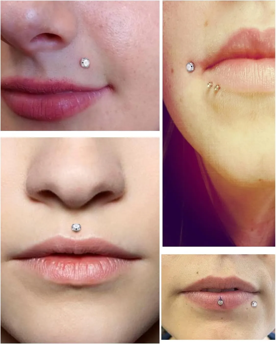 Vsnnsns 14G Lip Rings Stainless Steel Tragus Helix Conch Piercing Jewelry Snake Bite Piercing Monroe Lip Rings Labret Medusa Cartilage Lobe Earrings Studs Piercing Jewelry 6MM 8MM 10MM Silver 18PCS