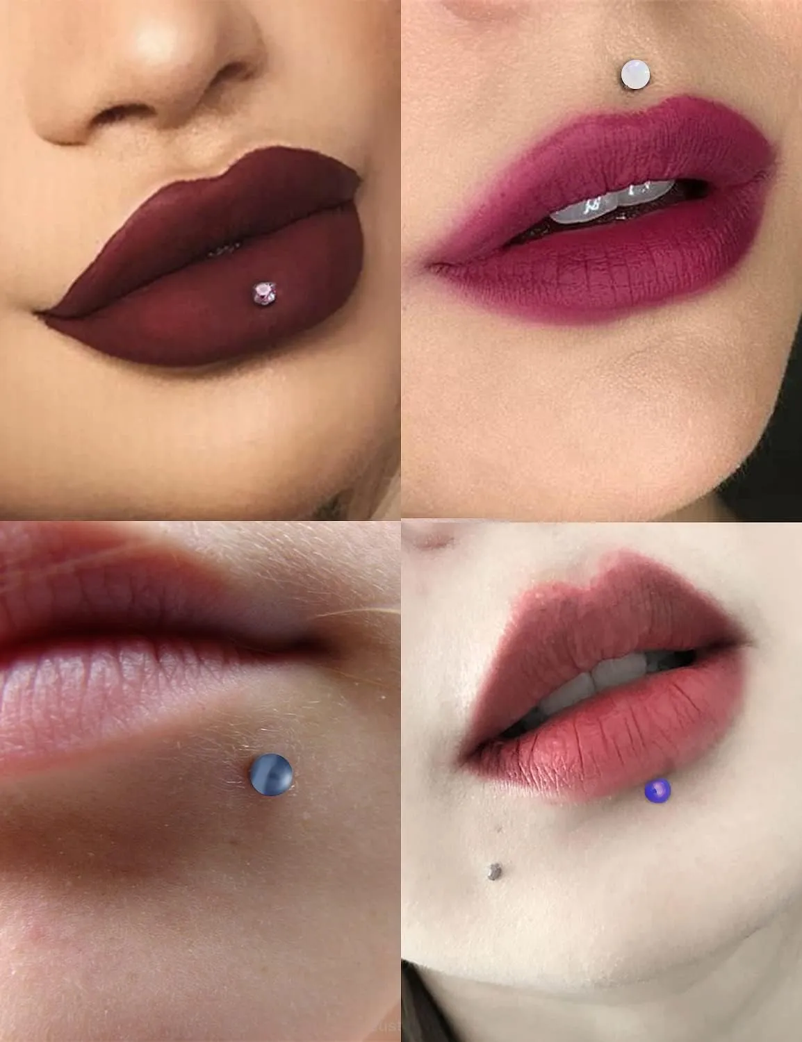 Vsnnsns 48PCS 16G Lip Rings Stainless Steel Tragus Helix Conch Piercing Jewelry Snake Bite Piercing Monroe Lip Rings Labret Medusa Cartilage Lobe Earrings Studs Piercing Jewelry 6MM 8MM 10MM Silver