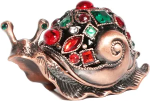 Waltz&F Bronze snail Figurine Collectible Hinged Trinket Box Bejeweled Hand-painted Ring Holder