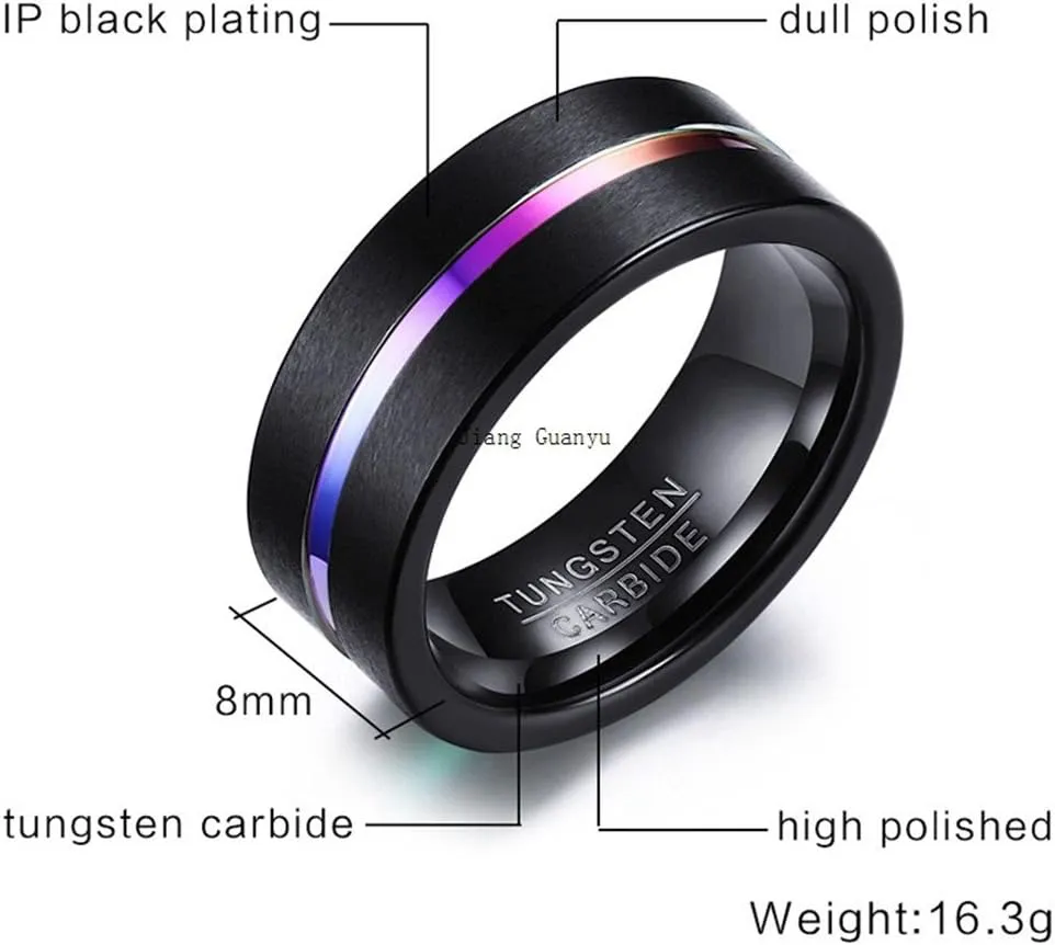 wedding ring set His Hers Couples Matching Rings Women's 18k Black Gold Filled Violet CZ Wedding Engagement Ring Bridal Sets & Men's Tungsten Carbide Wedding Band