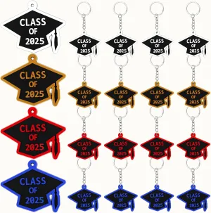 WILLBOND 20 Pieces Class of 2025 Graduation Keychains Rubber Key Chains Grad Cap