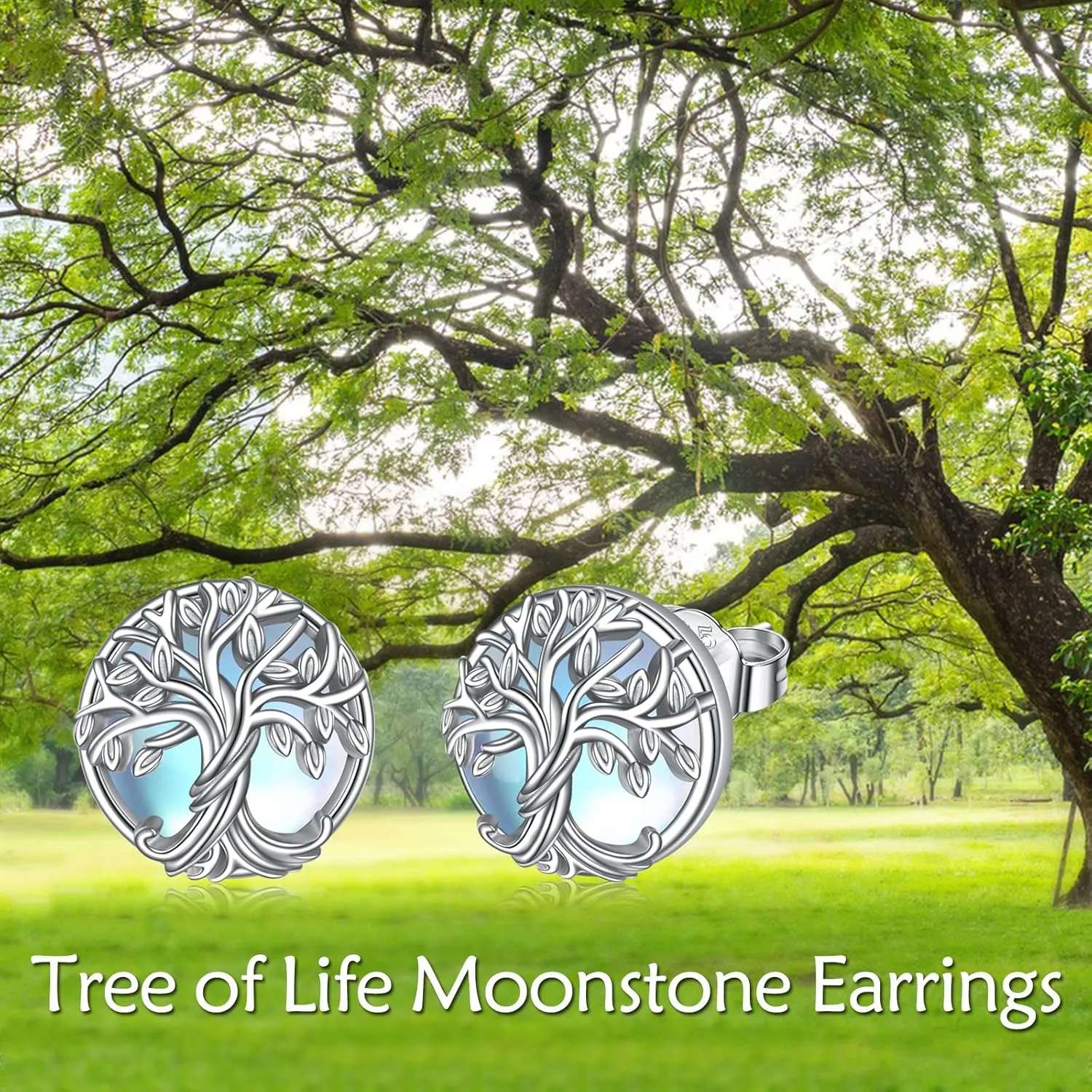 WINNICACA Yoga Lotus/Tree of Life/Sea Turtle/Butterfly/Celtic Knot/Elephant Stud Earrings Moonstone Earrings Jewelry Gifts for Women Birthday