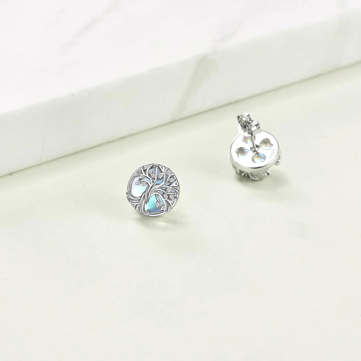 WINNICACA Yoga Lotus/Tree of Life/Sea Turtle/Butterfly/Celtic Knot/Elephant Stud Earrings Moonstone Earrings Jewelry Gifts for Women Birthday